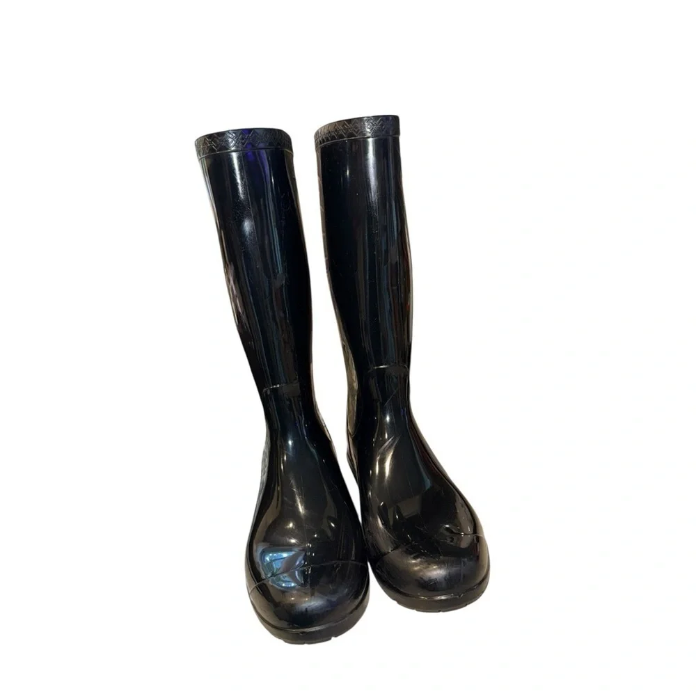 ▶️ UGG ◀️ Black Shaye Rain Boots Womens 7 - flaw